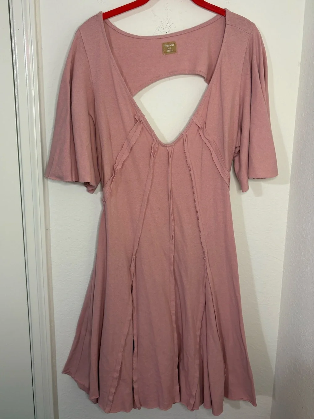 Free People Free-est Angelique Mini Dress Pink Blush open back size XL